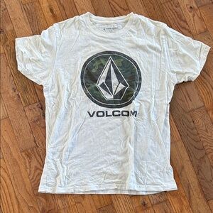 Volcom White T-Shirt with Camouflage Logo